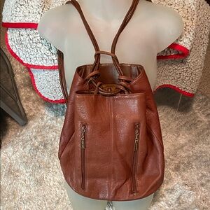 Convertible Drawstring  Backpack Tote - Tan Brown